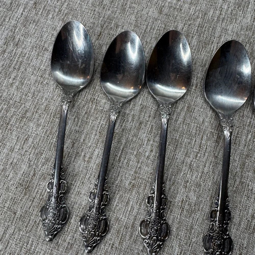 Oxford Hall‎ Stainless Flatware Sutherland Set of 5 Vintage Ornate Teaspoons